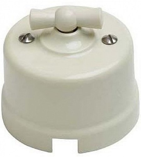 Выключатель-ретро пластик Bironi Лизетта 2-кл. слоновая кость картинка